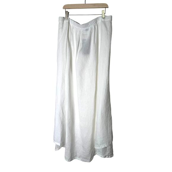 Bryn Walker Cinzia Light Linen Elastic Waist High-Low Hem A-Line Skirt XXS White - Picture 4 of 11